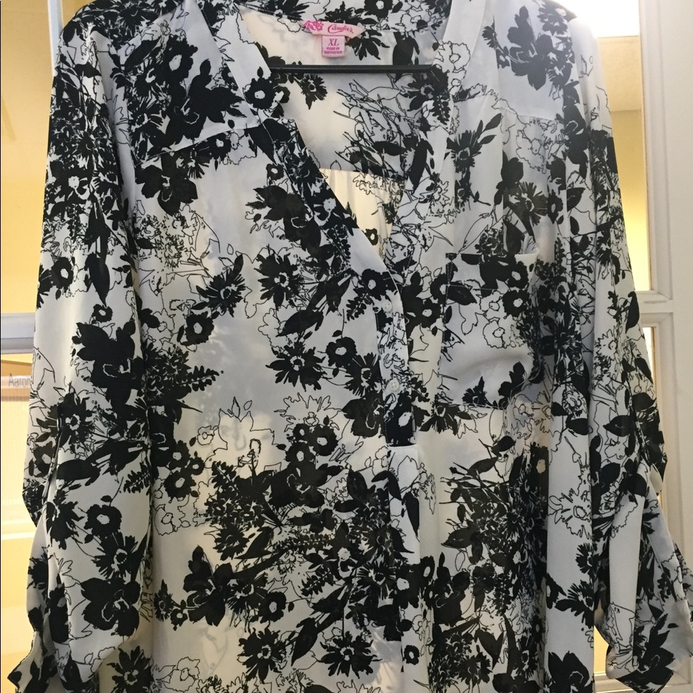 Black & White Floral Blouse